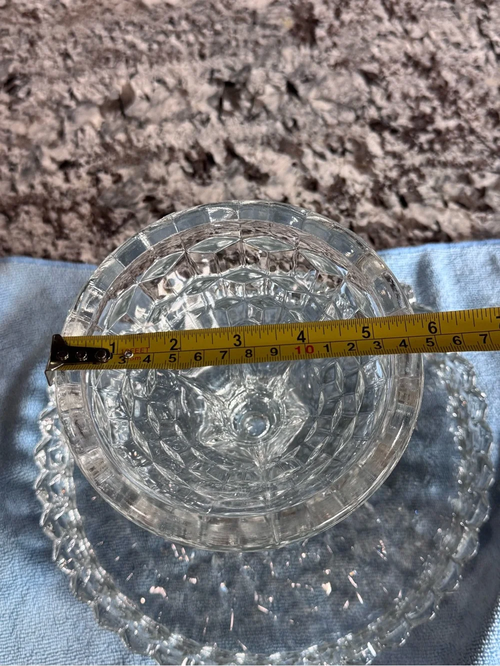 Fostoria American #2056 Clear Old Round Glass Pedestal Cake Stand With Rum Well